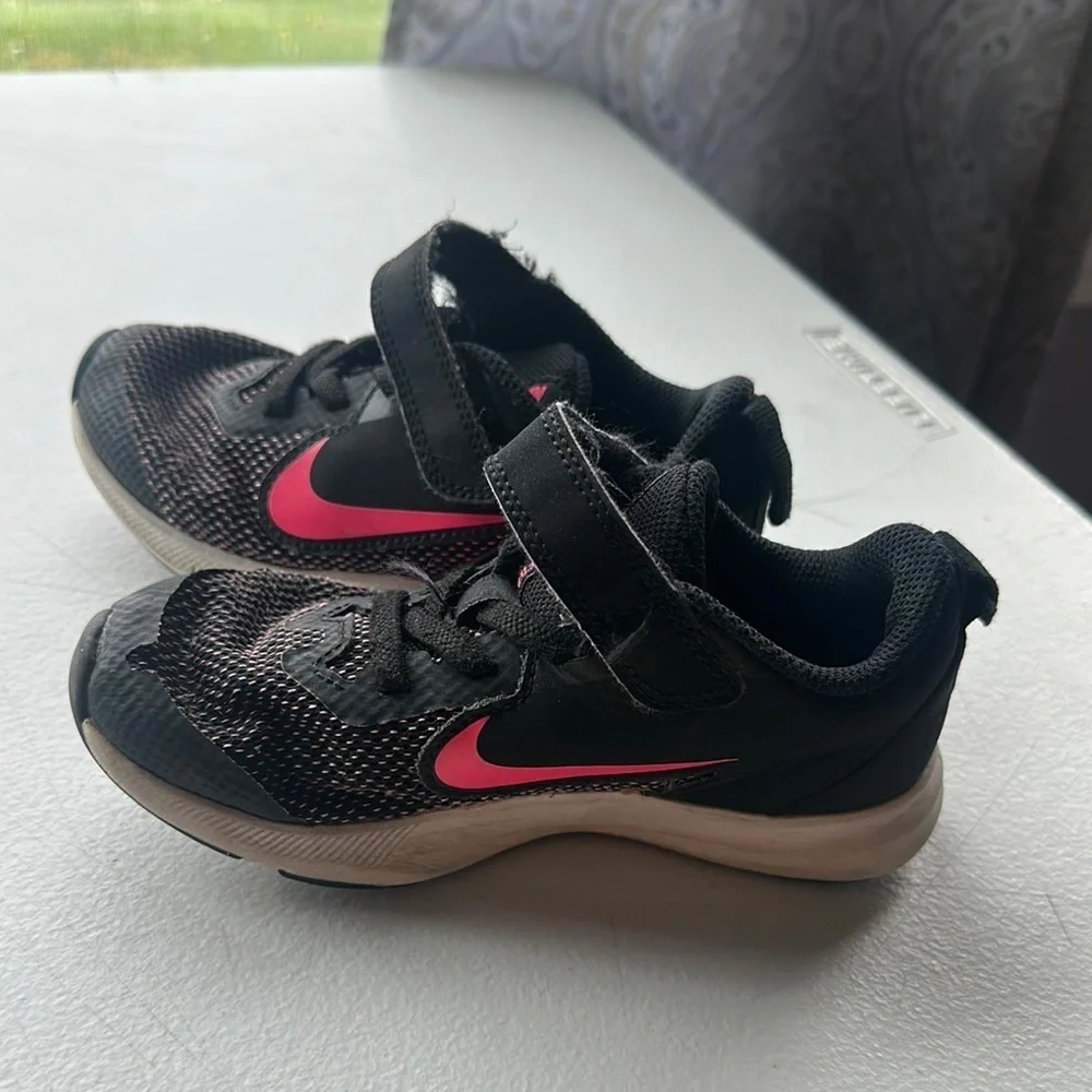 Nike Black and Pink Sneakers with Mesh Upper